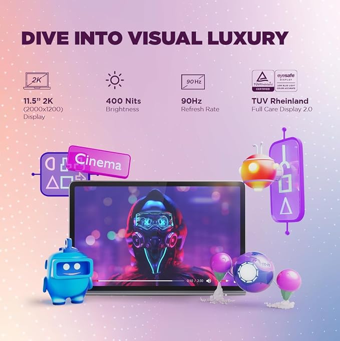 Lenovo Tab Plus with Octa JBL Hi-Fi Speakers| 8 GB RAM, 128 GB ROM| 11.5 Inch, 2K, 90 Hz Refresh| Wi-Fi Tablet| Android 14| 45 W Fast Charger| Built-in Kickstand| Color: Luna Grey - Image 2